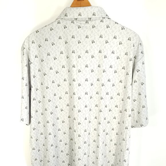 Columbia Polo Shirt Men's 2XL Gray Golf Cart Club Print Prodigy Michigan - Picture 7 of 10